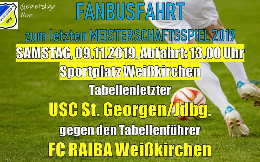 Fanbusfahrt zum letzten Meisterschaftsspiel des FC Weißkirchen am 9.11.2019