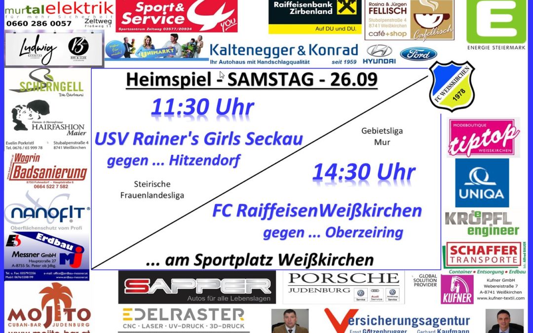 Heimspiel des FC Weißkirchen am Sa. 26.09.2020 um 14:30 gegen Oberzeiring