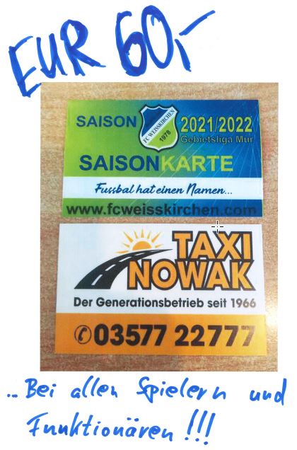 Saisonkarte 2021/2022 … Erhältlich !!!!