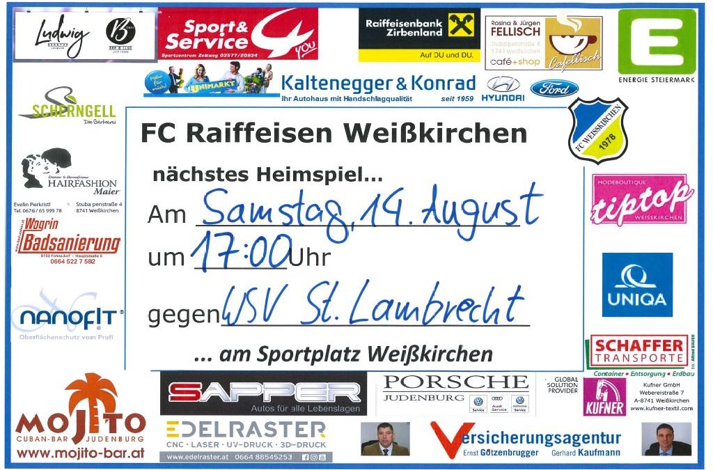 Heimspiel … 14.08.21 vs. WSV St.Lambrecht !